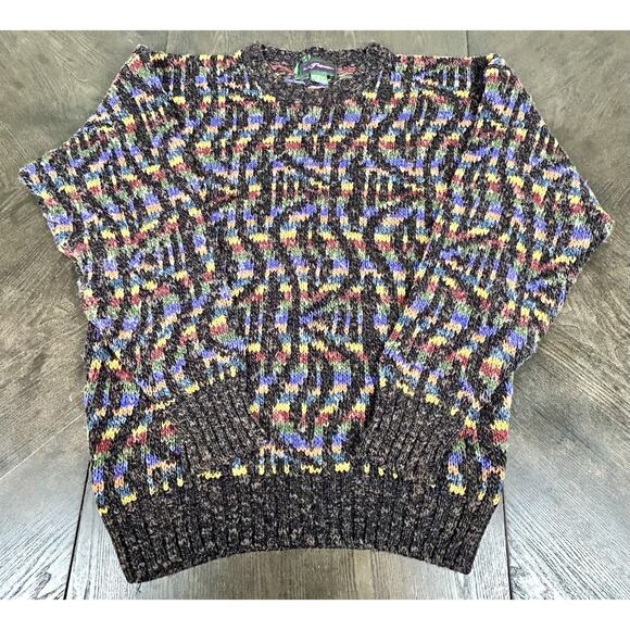 Vtg A.J. Tremont Silk Blend Knit Pullover Sweater Size L Geometric Multicolor - Picture 1 of 9